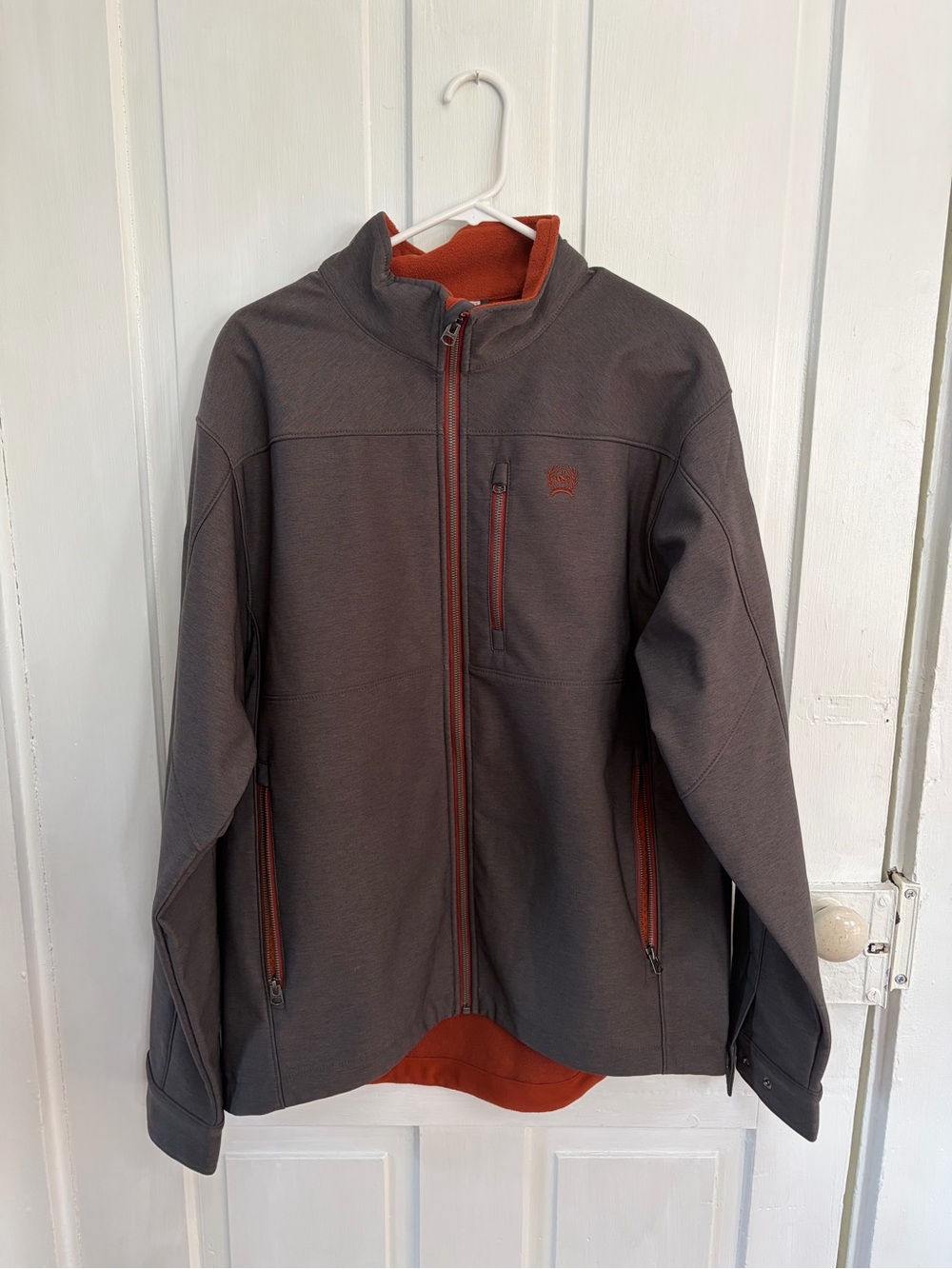 Cinch Men's Gray Jacket with Burnt Orange Trim Full-Zip